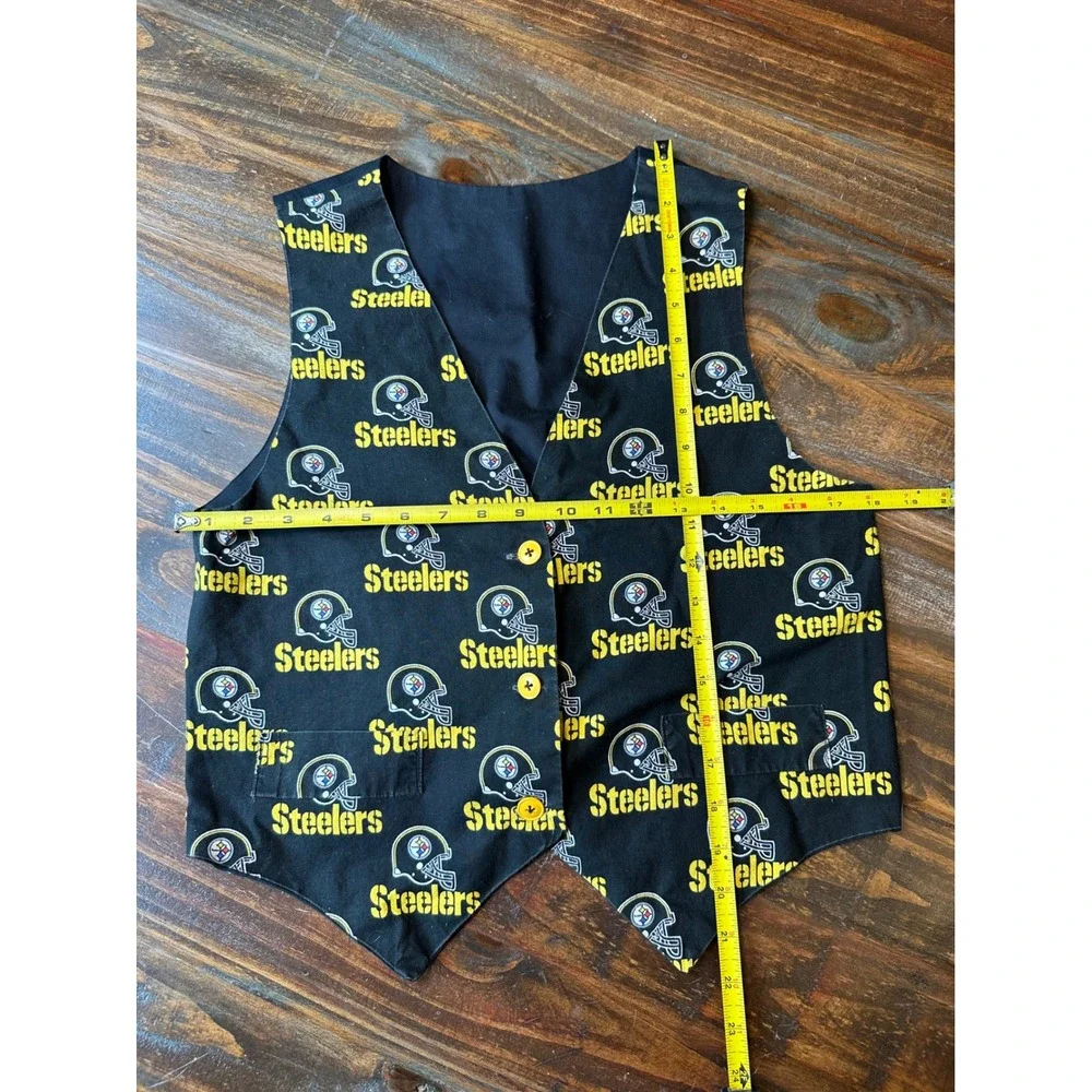 Pittsburgh Steelers Youth Vest Black Yellow All Over Print Button Kids size 14